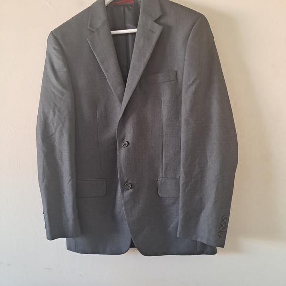 Chaps Grey 2-Button Notch Collar Long Sleeve Blazer Jacket / Sport Coat - Picture 3 of 11